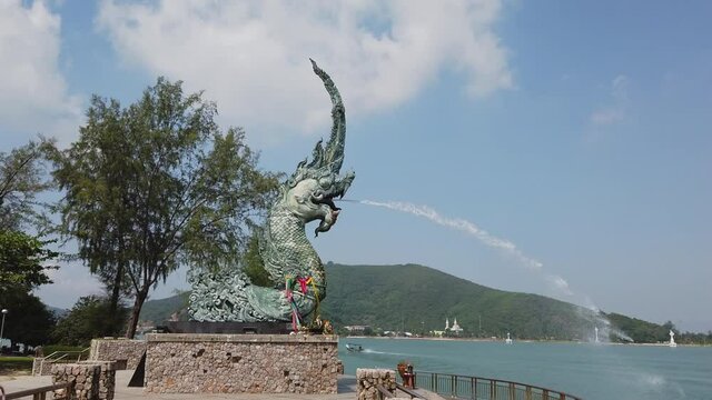 Great Serpent Naga sculpture in Songkhla, Thailand symbolizes water
