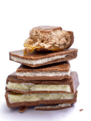 Chocolate bar with filling. Shallow dof