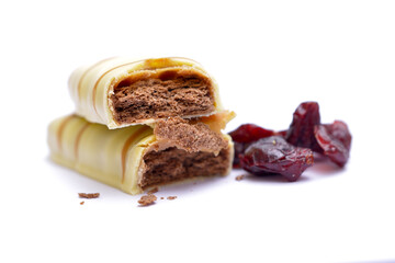 Chocolate bar with filling. Shallow dof