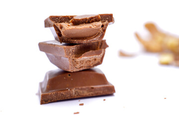 Chocolate bar with filling. Shallow dof