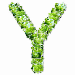 新緑の写真でアルファベットの大文字