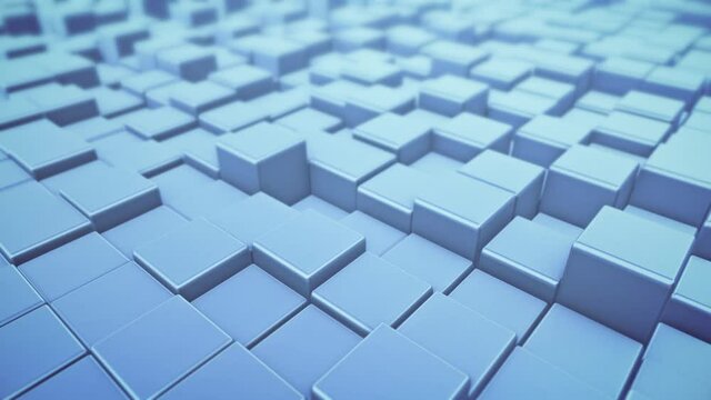 Modern abstract cubic surface 3d animation loop. Random blocks moving up and down in seamless loop. 4k background