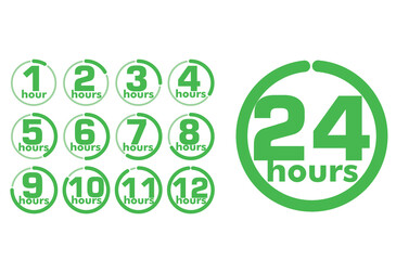 1 to 12 hours sign. vector