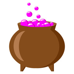 Vector illustration - witch's cauldron with boiling magic potion