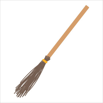 Vector illustration - witch's broom isolated on white background.