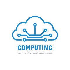 Cloud computing hosting icon logo design. Hosting technology sign. Server network connection symbol. Vector illustration. 