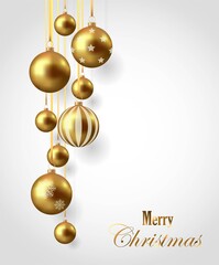 Gold christmas balls with shadow