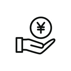 Fototapeta premium Japanese Yen or Chinese Yuan in hand. Income, payment, investment icon concept isolated on white background. Vector illustration