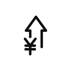 Increasing value of Japanese yen or Chinese yuan. Money growth icon concept isolated on white background. Vector illustration