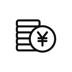 Increasing value of Japanese yen or Chinese yuan. Money growth icon concept isolated on white background. Vector illustration
