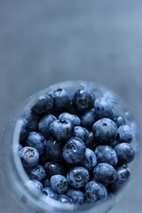 Close up of blueberries in a glass
