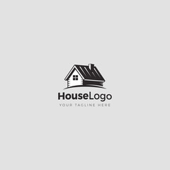 Traditional house, real estate logo template vector illustration