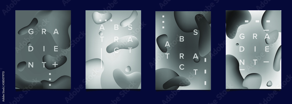 Poster Abstract geometric shapes like in lava lamp. Futuristic cover with liquid organic smooth blobs.