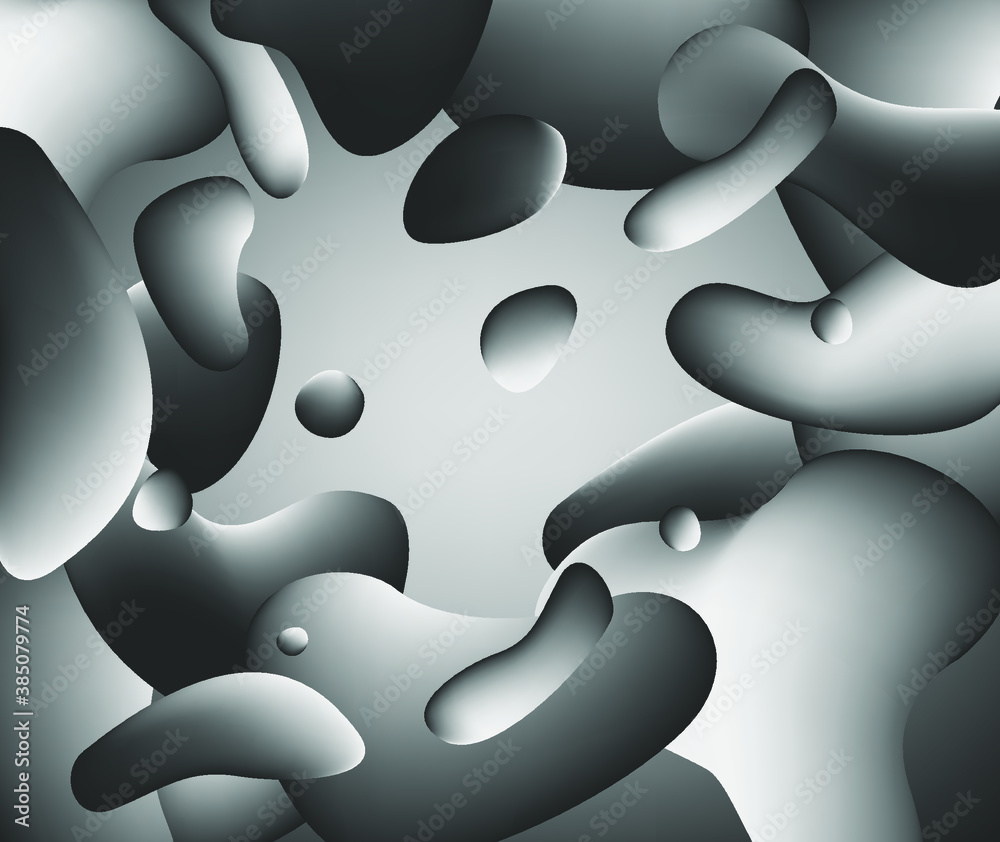 Poster Abstract geometric shapes like in lava lamp. Futuristic cover with liquid organic smooth blobs.