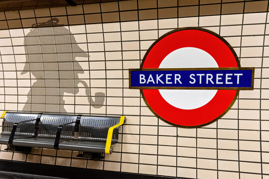 London, England, UK - January 2, 2020:  Baker Street Underground London sign inside the station