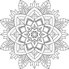 Easy Mandala coloring book simple and basic for beginners, seniors and children. Set of Mehndi flower pattern for Henna drawing and tattoo. Decoration in ethnic oriental, Indian style.