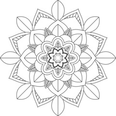 Easy Mandala coloring book simple and basic for beginners, seniors and children. Set of Mehndi flower pattern for Henna drawing and tattoo. Decoration in ethnic oriental, Indian style.