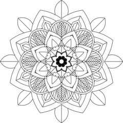 Easy Mandala coloring book simple and basic for beginners, seniors and children. Set of Mehndi flower pattern for Henna drawing and tattoo. Decoration in ethnic oriental, Indian style.