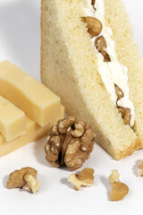 Homemade cheese with walnuts sandwiches