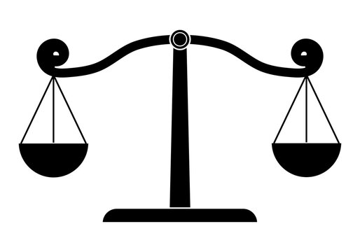 Icono negro de una balanza cl&aacute;sica.