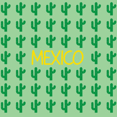 Mexico word and cactus pattern- vector illustration