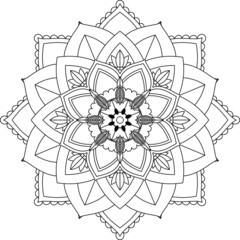 Easy Mandala coloring book simple and basic for beginners, seniors and children. Set of Mehndi flower pattern for Henna drawing and tattoo. Decoration in ethnic oriental, Indian style.
