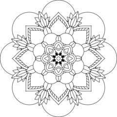 Easy Mandala coloring book simple and basic for beginners, seniors and children. Set of Mehndi flower pattern for Henna drawing and tattoo. Decoration in ethnic oriental, Indian style.