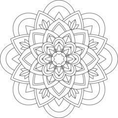 Easy Mandala coloring book simple and basic for beginners, seniors and children. Set of Mehndi flower pattern for Henna drawing and tattoo. Decoration in ethnic oriental, Indian style.