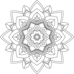 Easy Mandala coloring book simple and basic for beginners, seniors and children. Set of Mehndi flower pattern for Henna drawing and tattoo. Decoration in ethnic oriental, Indian style.