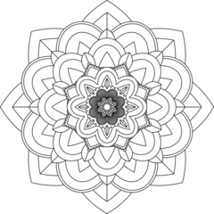 Easy Mandala coloring book simple and basic for beginners, seniors and children. Set of Mehndi flower pattern for Henna drawing and tattoo. Decoration in ethnic oriental, Indian style.