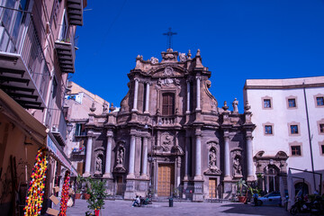 Fototapeta na wymiar The Church of Saint Anne the Mercy (Italian: Chiesa di Sant'Anna la Misericordia or simply Sant'Anna) is a Baroque church of Palermo. 