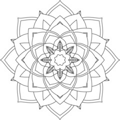 Easy Mandala coloring book simple and basic for beginners, seniors and children. Set of Mehndi flower pattern for Henna drawing and tattoo. Decoration in ethnic oriental, Indian style.