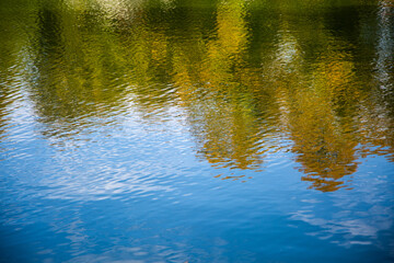 Fototapeta na wymiar Water reflection in autumn on the Nympehburg Canal