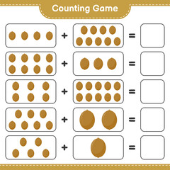 Counting game, count the number of Kiwi and write the result. Educational children game, printable worksheet, vector illustration