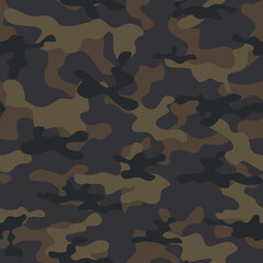 Fototapeta premium Camouflage seamless vector military pattern brown background