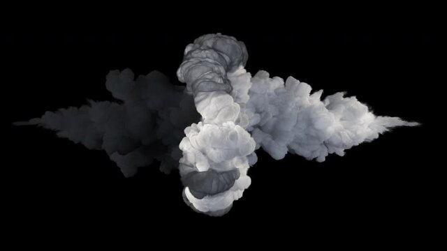 Fighting, a symbol of good and evil. The collapse of smoke in slow motion on a black background.