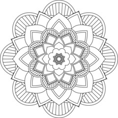Easy Mandala coloring book simple and basic for beginners, seniors and children. Set of Mehndi flower pattern for Henna drawing and tattoo. Decoration in ethnic oriental, Indian style.