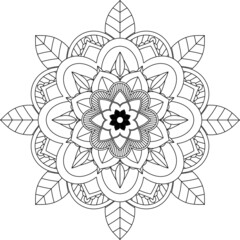 Easy Mandala coloring book simple and basic for beginners, seniors and children. Set of Mehndi flower pattern for Henna drawing and tattoo. Decoration in ethnic oriental, Indian style.