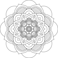 Easy Mandala coloring book simple and basic for beginners, seniors and children. Set of Mehndi flower pattern for Henna drawing and tattoo. Decoration in ethnic oriental, Indian style.