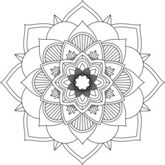 Easy Mandala coloring book simple and basic for beginners, seniors and children. Set of Mehndi flower pattern for Henna drawing and tattoo. Decoration in ethnic oriental, Indian style.