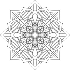 Easy Mandala coloring book simple and basic for beginners, seniors and children. Set of Mehndi flower pattern for Henna drawing and tattoo. Decoration in ethnic oriental, Indian style.
