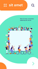 Different multicultural people in crowd flat vector illustration. Cartoon characters in social community communicating together. Population and society concept