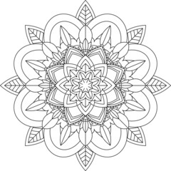 Easy Mandala coloring book simple and basic for beginners, seniors and children. Set of Mehndi flower pattern for Henna drawing and tattoo. Decoration in ethnic oriental, Indian style.