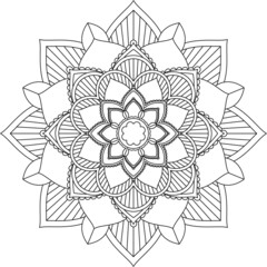 Easy Mandala coloring book simple and basic for beginners, seniors and children. Set of Mehndi flower pattern for Henna drawing and tattoo. Decoration in ethnic oriental, Indian style.
