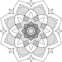 Easy Mandala coloring book simple and basic for beginners, seniors and children. Set of Mehndi flower pattern for Henna drawing and tattoo. Decoration in ethnic oriental, Indian style.