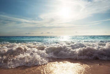 sunset on Seychelles beach, Mahe island