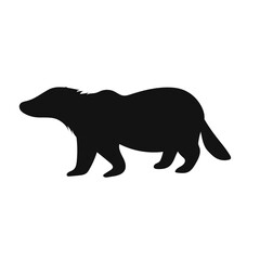 Silhouette of a wild animal badger, black on a white background, vector illustration