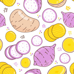 seamless pattern vegetables potato with taro