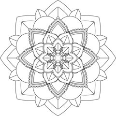 Easy Mandala coloring book simple and basic for beginners, seniors and children. Set of Mehndi flower pattern for Henna drawing and tattoo. Decoration in ethnic oriental, Indian style.