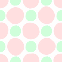 Simple seamless pattern with round spots drawn with a rough brush. Watercolor, paint. Vector illustration.